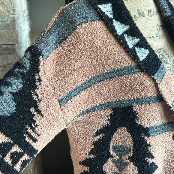 Davi & Dani camel black gray open front western aztec jacket cardigan pockets - Picture 4 of 16